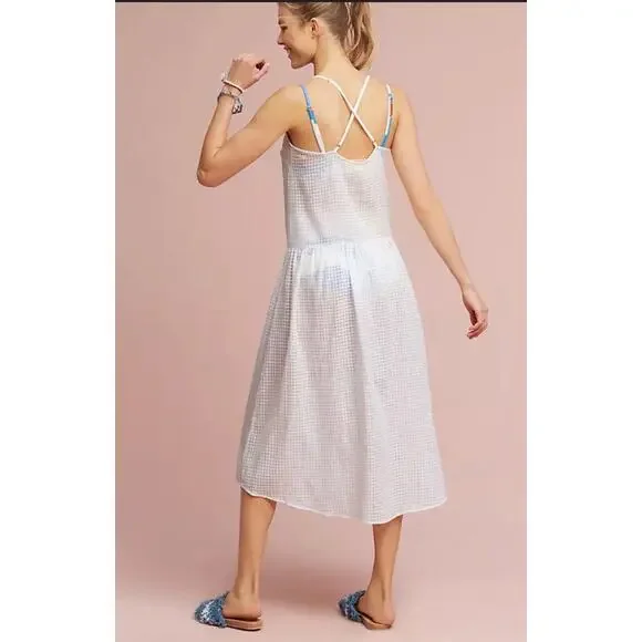 Anthropologie Mara Hoffman Swim Size L Cover Up Sun Dress Drop Waist Midi